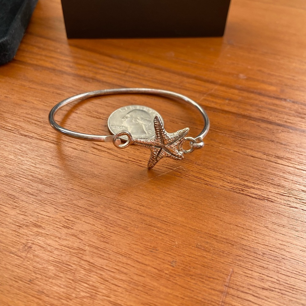 Vintage Sterling Silver Sea Star Bangle Beach Ocean Mermaid Summer 90s